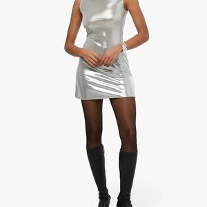 WeWoreWhat Silver Metallic Mini Dress NWT Medium